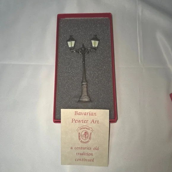 Wilhelm Schweizer Bavarian Pewter Art Two Lamp Gaslight Miniature Boxed - Picture 2 of 6
